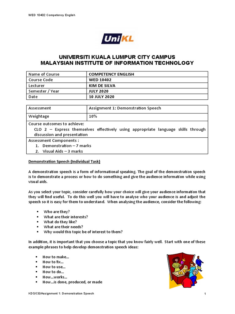 Demonstration Speech Guidelines WED 10402 | PDF | Communication ...