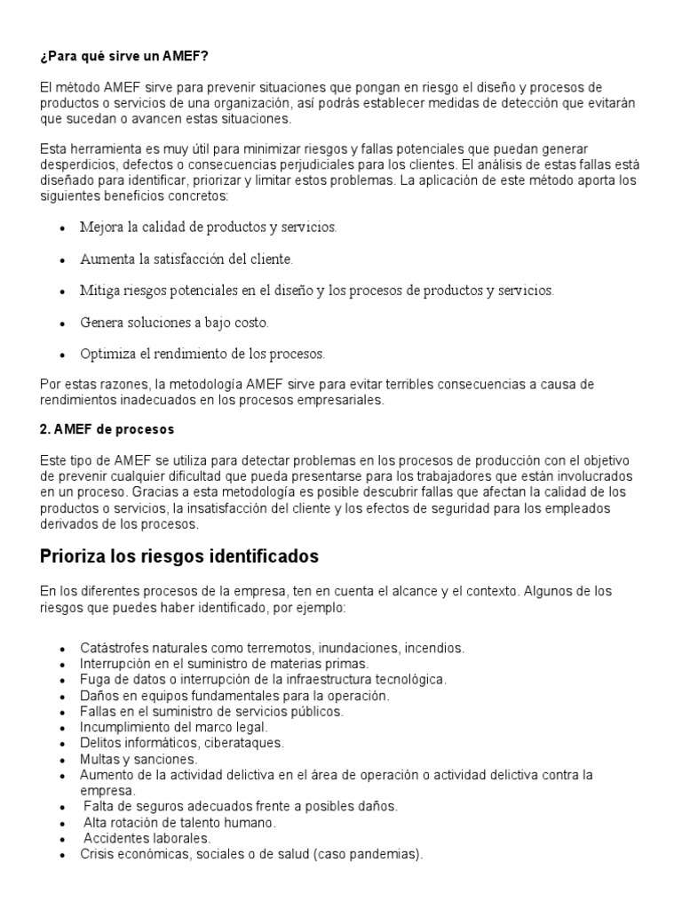 Para qué sirve un AMEF | PDF | Riesgo | Riesgo crediticio