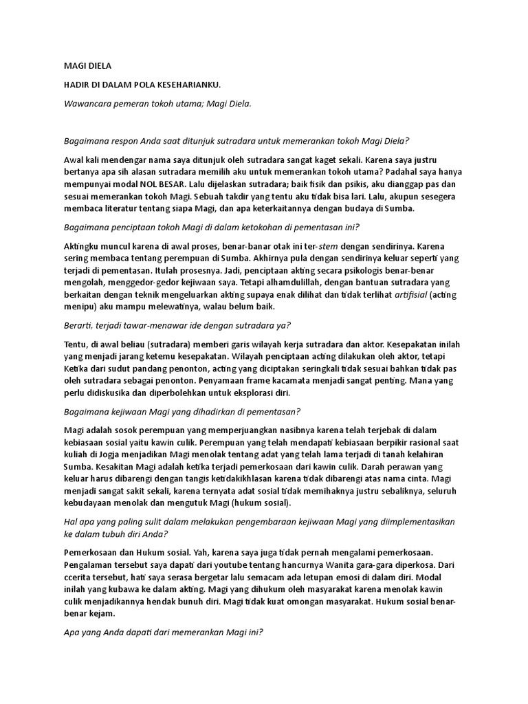 Magi Diela dalam novel