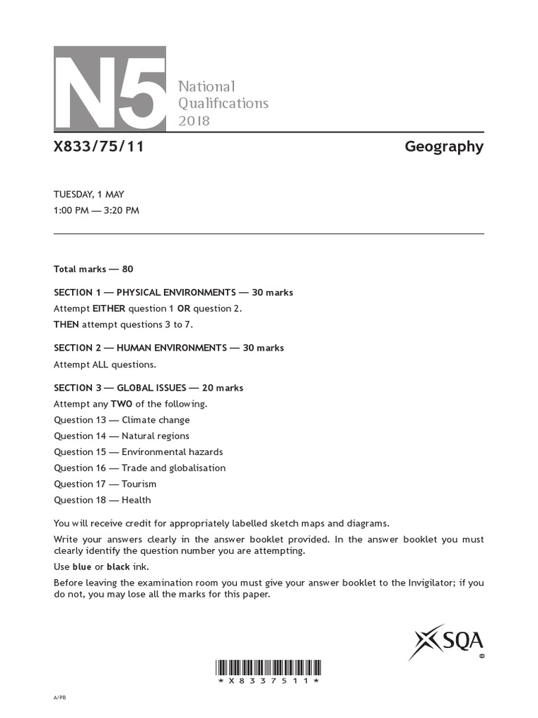 Sqa Higher Geography Paper 1 Question Paper May 2018 Pdf Climate