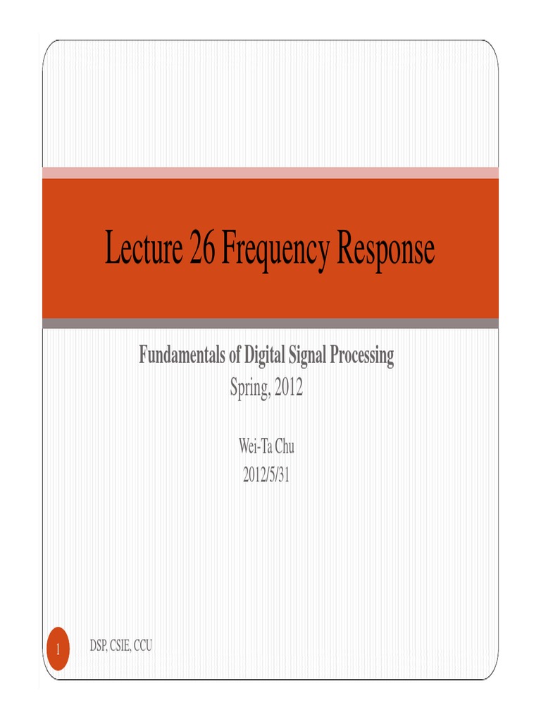 Lecture 26 Frequency Response PDF Digital Signal Processing