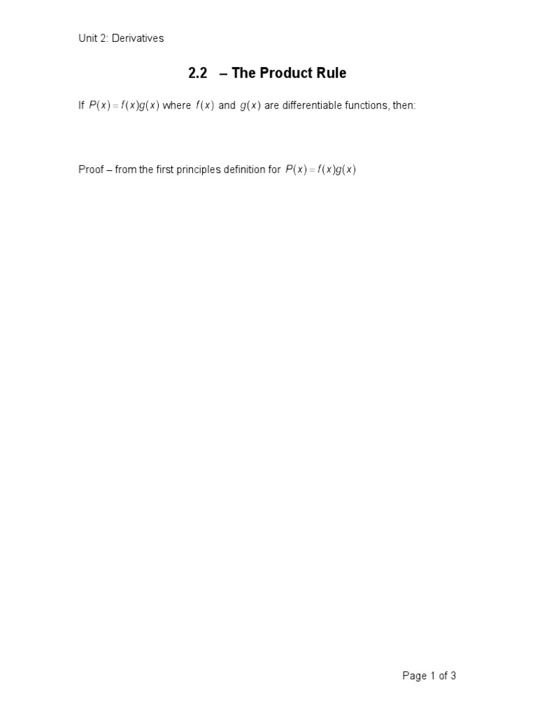 Product Rule in Derivatives Explained | PDF