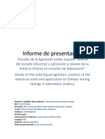 Estudio de La Agitación Solido Liquido, Análisis Del Estado Industrial y Aplicación A Relaves de La Minería Chilena en Estudios de Laboratorio