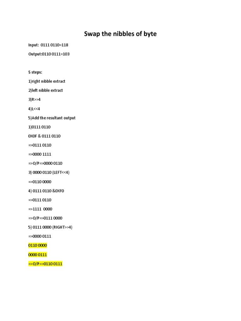 Swap Two Nibbles in A Byte PDF