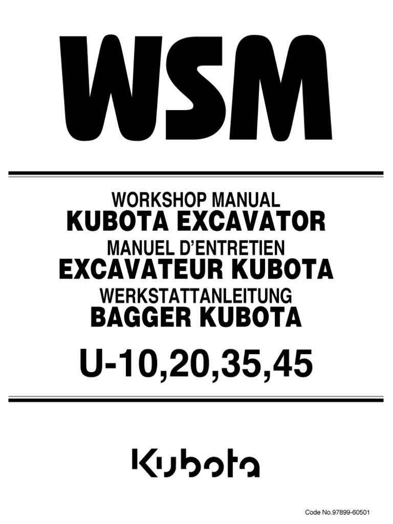 Kubota U10, U20, U35, U45 Excavator Shop Manual | PDF