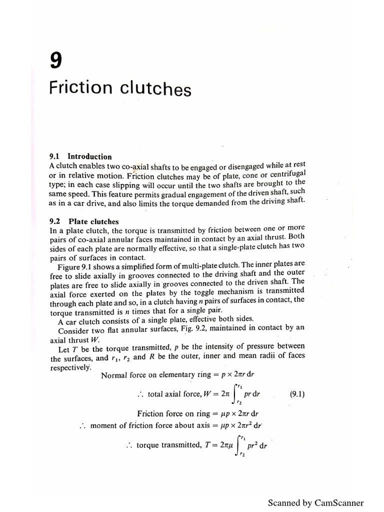 Friction Clutches J Hannah English PDF