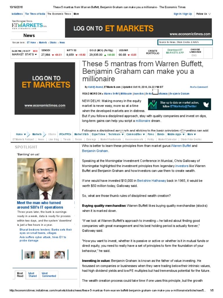 Buffett and Graham's Wealth Mantras | PDF | Benjamin Graham | Warren ...