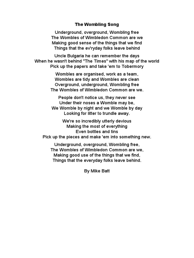 The Wombling Song | PDF