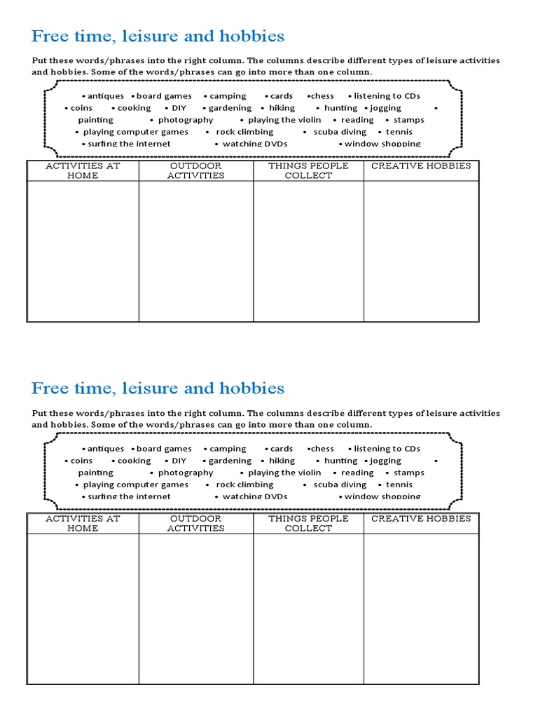 Leisure Activities Guide | PDF | Games & Activities