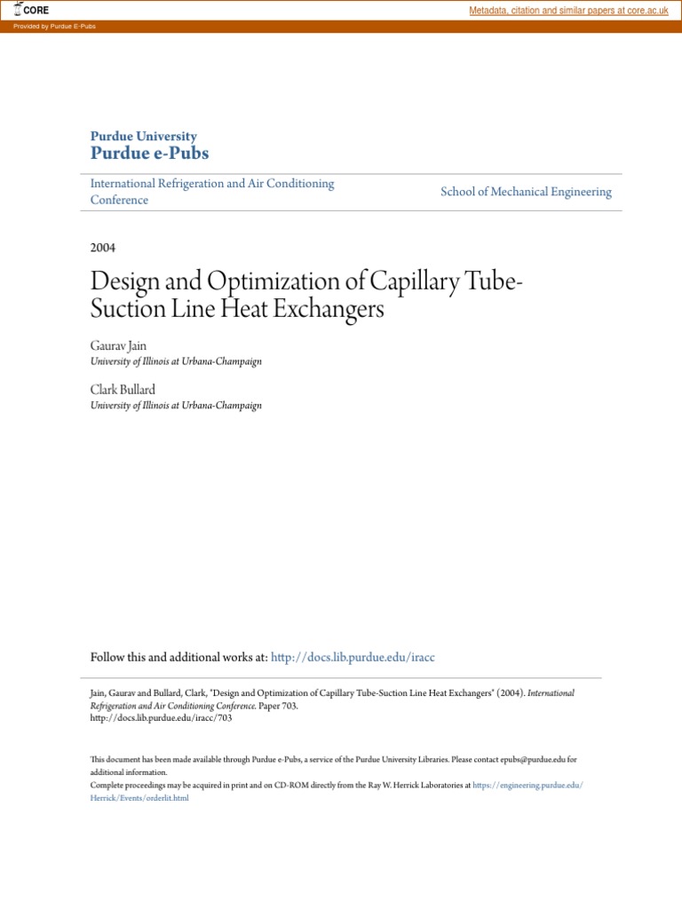 Capillary Tube Heat Exchanger Design | PDF | Heat Exchanger | Heat