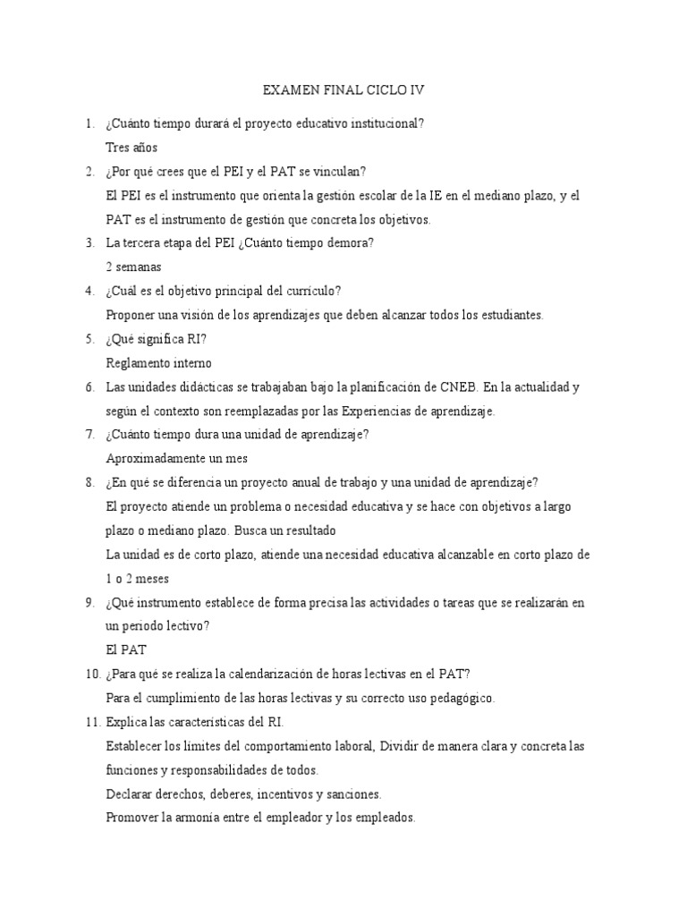 Examen Final Ciclo IV | PDF | Crecimiento personal y profesional