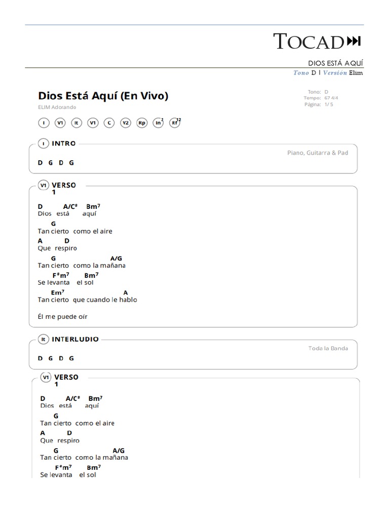Dios Está Aquí Edit Elim Acordes Pdf