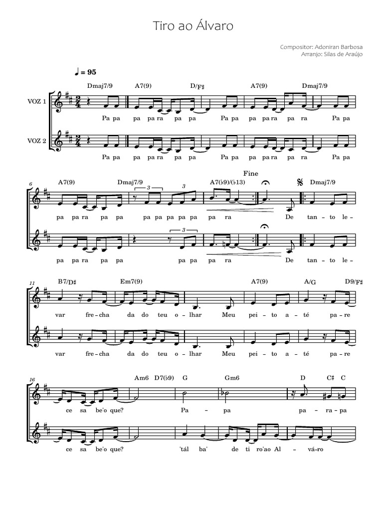 Tiro Ao Álvaro Coral Infantojuvenil PDF Composições musicais Pitch (música)