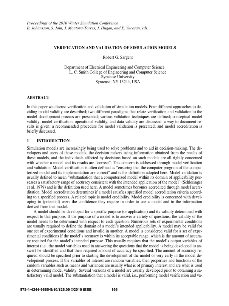Verification and Validation of Simulation Models | PDF | Conceptual ...