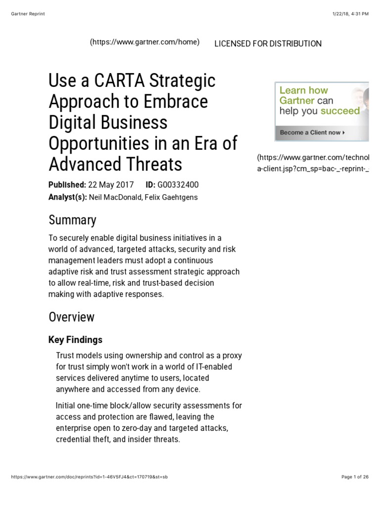 Gartner CARTA Download Free PDF Security Computer Security