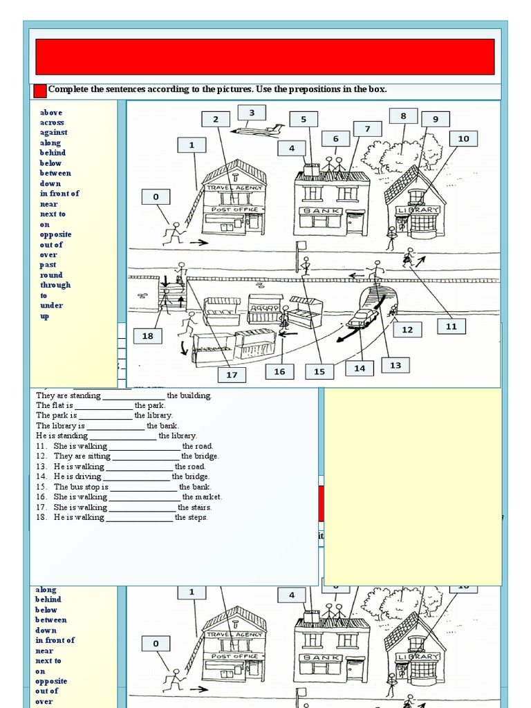 Prepositions of Place and Movement and Places in T Grammar Drills ...