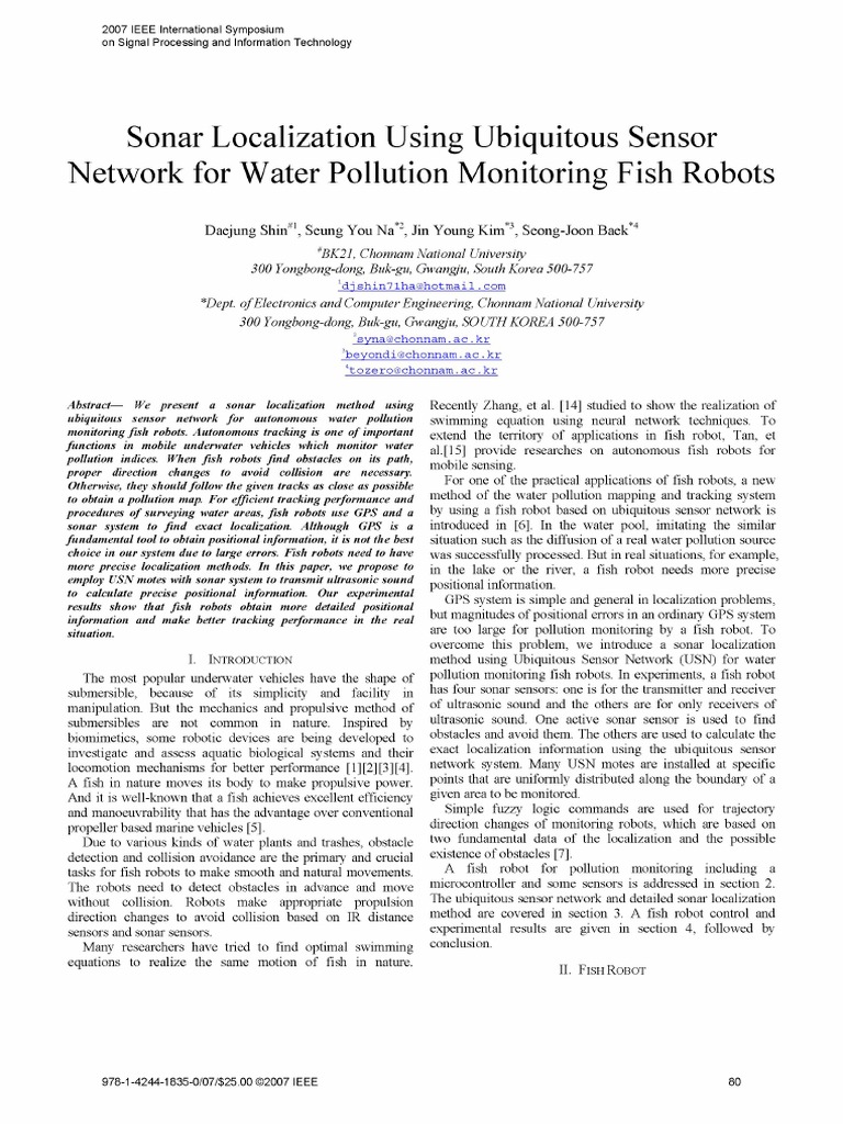 Sonar Localization Using Ubiquitous Sensor Network For Water Pollution