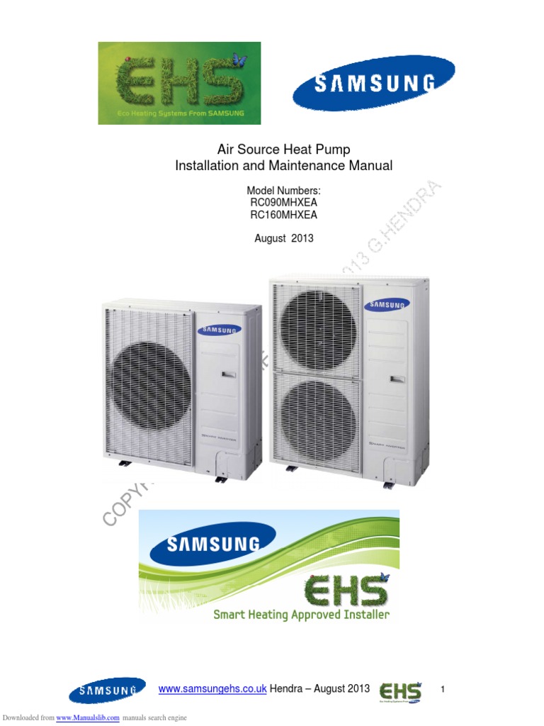 Samsung Air Source Heat Pump Manual | PDF | Water Heating | Valve