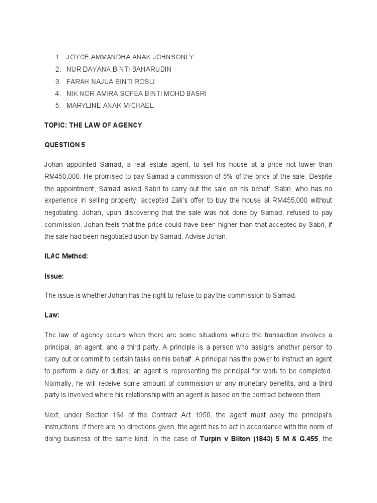 Law416 Tutorial 3 Download Free Pdf Law Of Agency Estate Agent