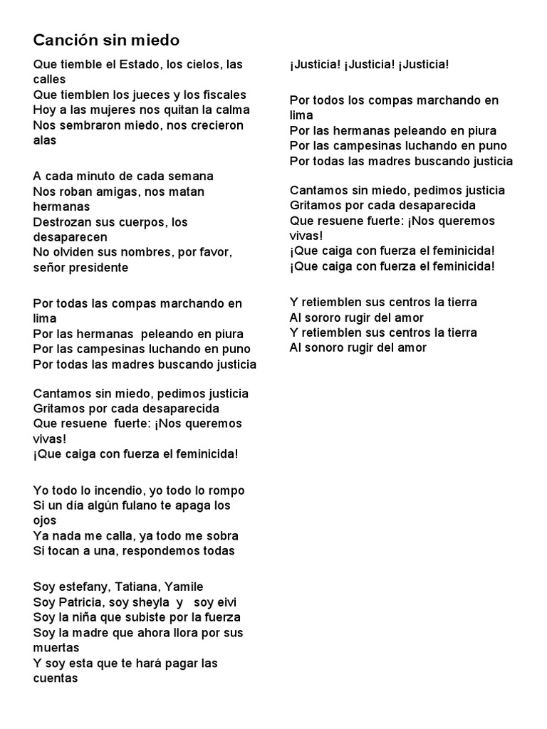 Canción Sin Miedo PDF