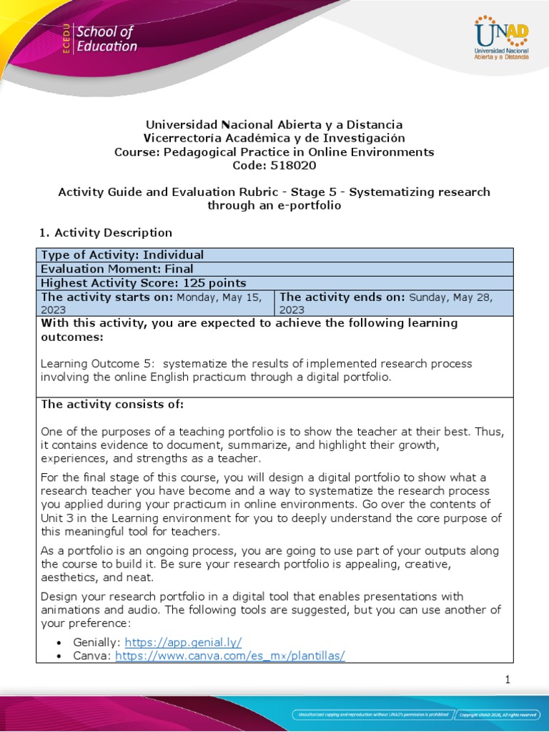 Digital Portfolio Guide for Online Practicum | PDF | Turnitin | Cognition