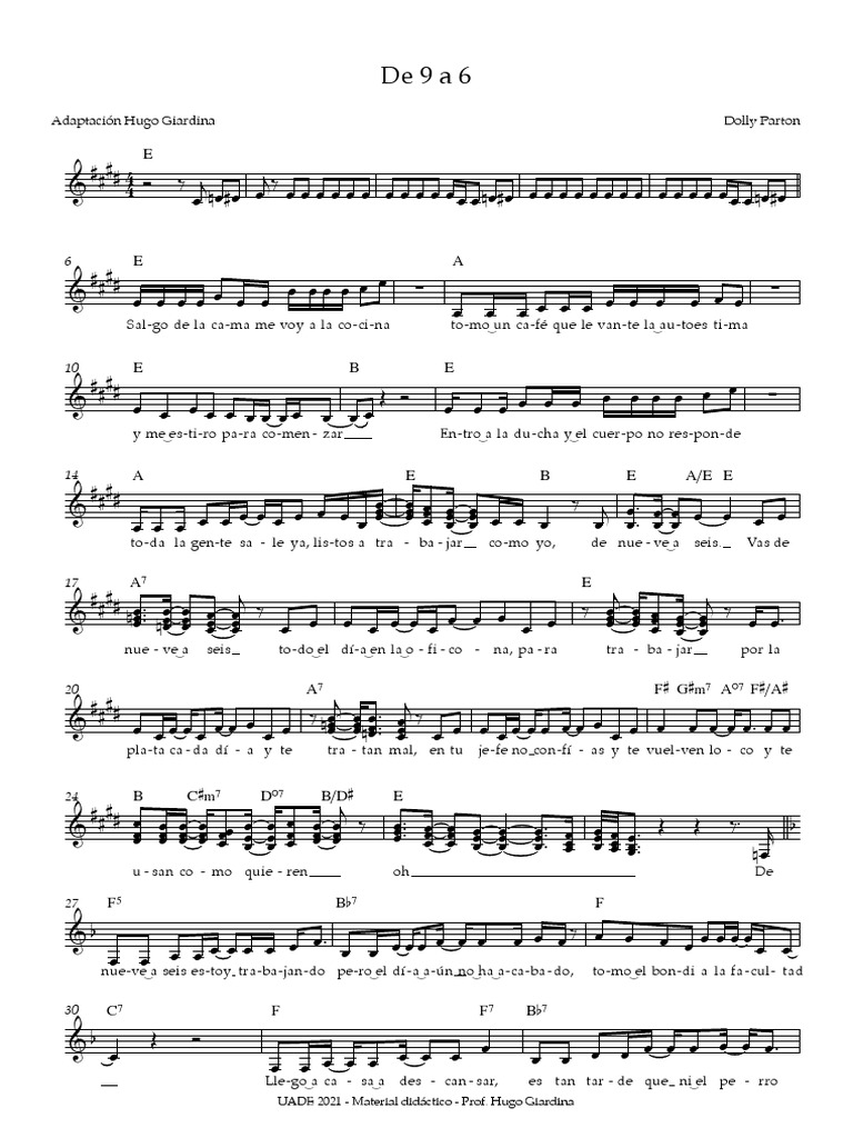 De 9 A 6 - Partitura | PDF