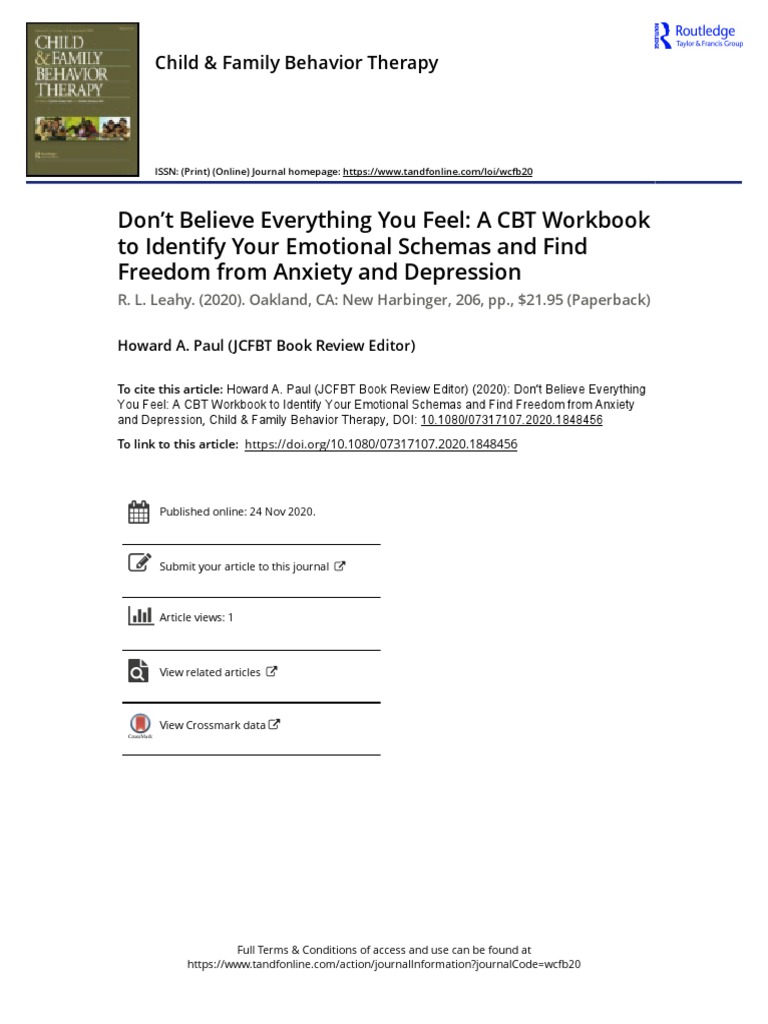 Don't Believe Everything You Feel - A CBT Workbook To Identify Your