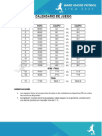 Calendario de Juego: N°. Hora Equipo Equipo