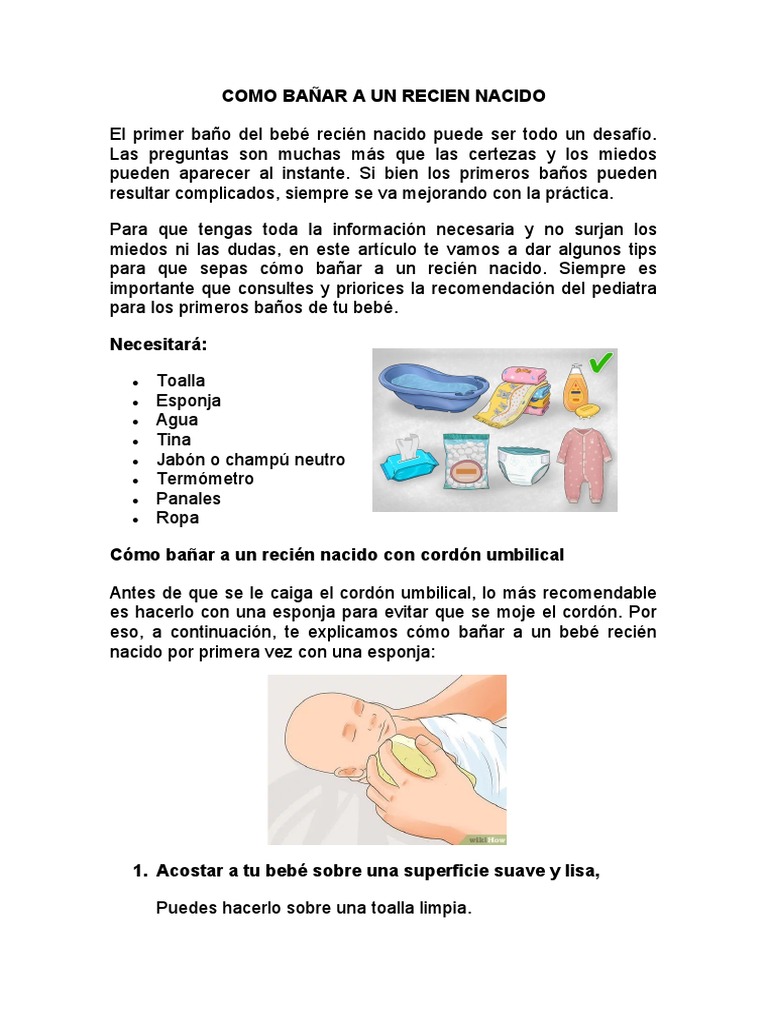 Cómo bañar a un recién nacido: guía práctica | PDF