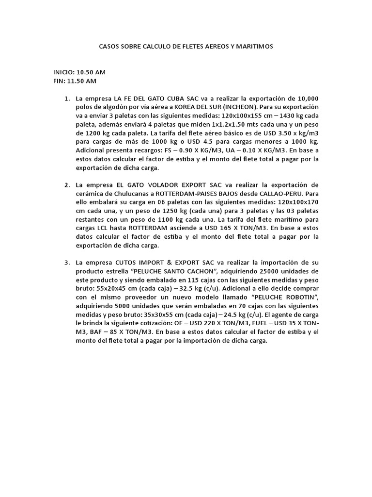 Cálculo de Fletes Aéreos y Marítimos | PDF | Negocios