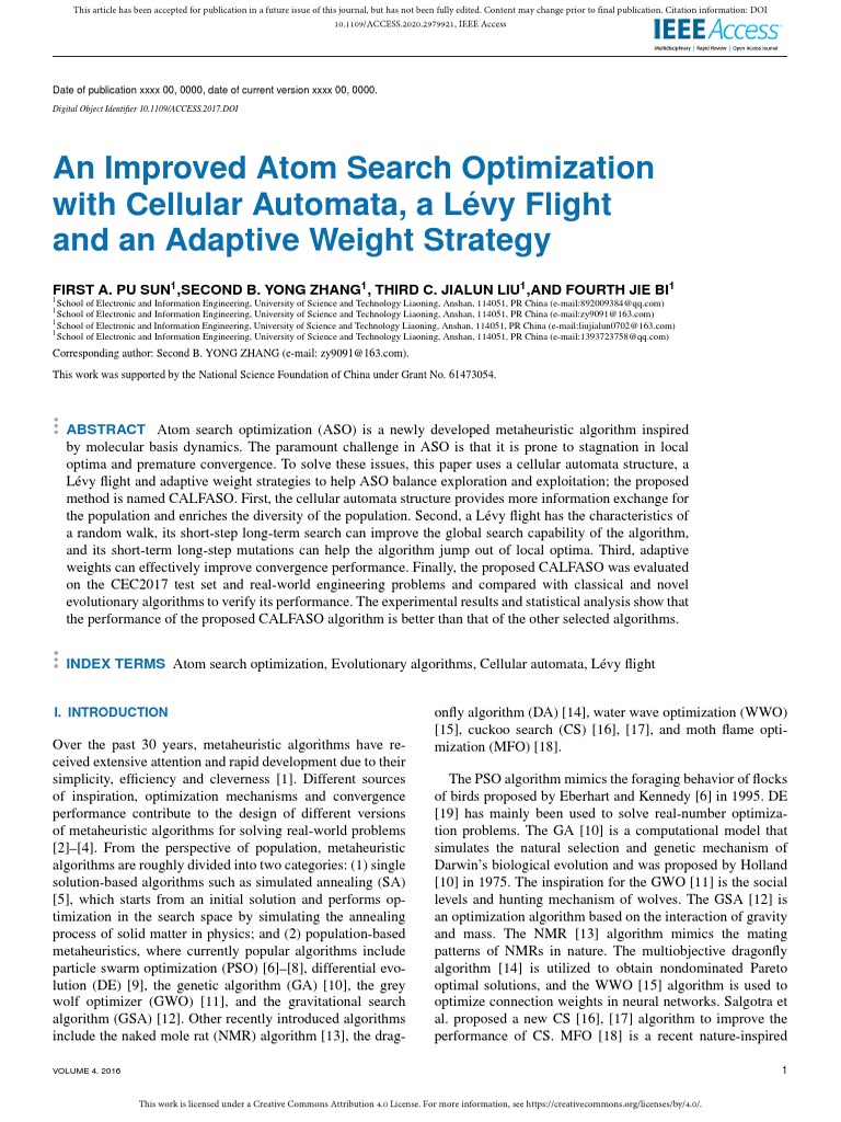 An Improved Atom Search Optimization With Cellular | PDF ...