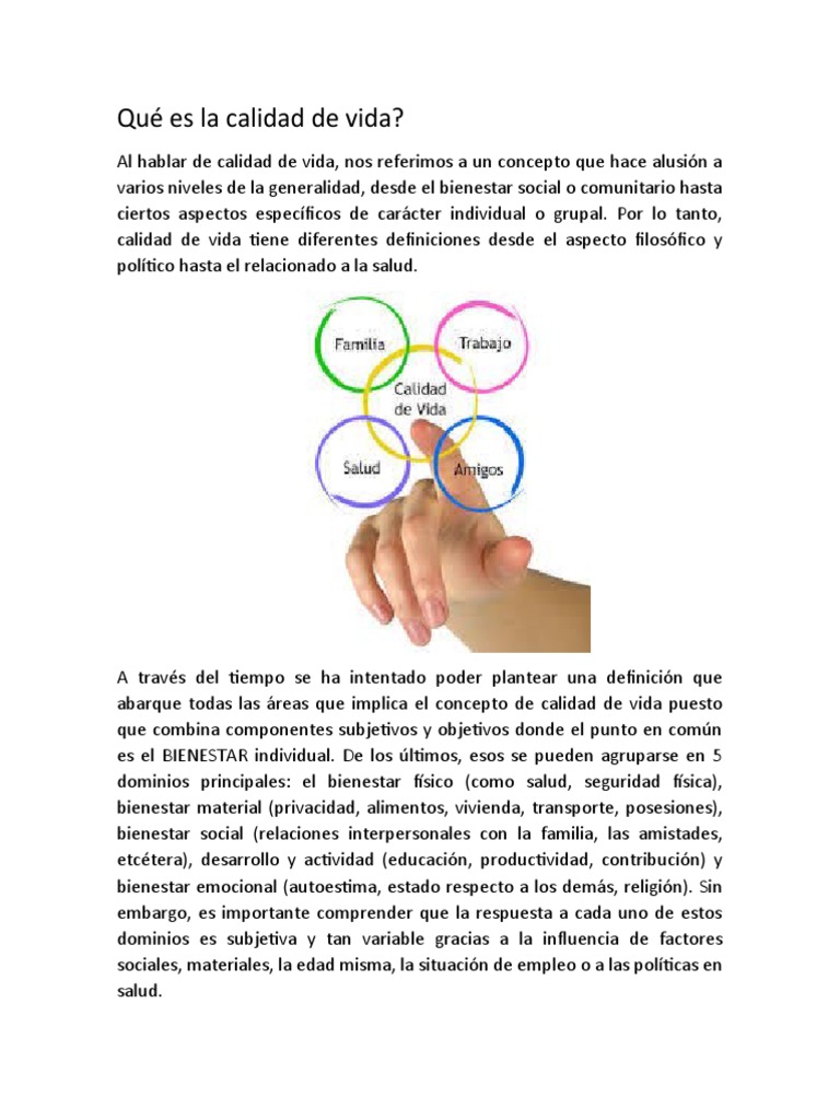 Calidad de Vida: Concepto y Dominios | PDF | Calidad de vida | Bienestar