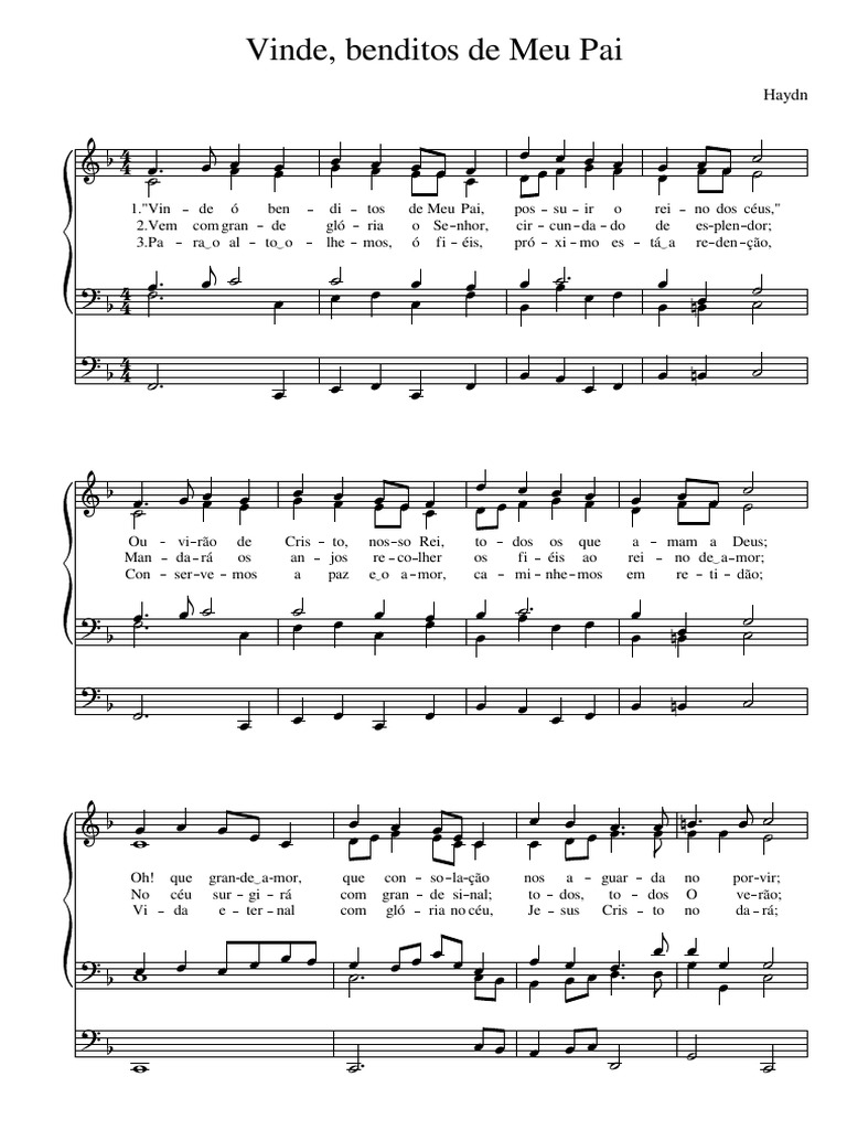 Vinde, Benditos de Meu Pai - Haydn | PDF