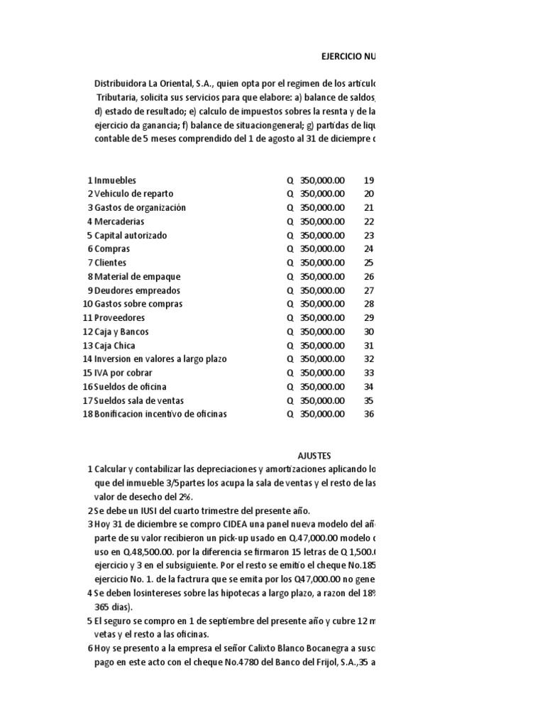 Cierre Contable Distribuidora La Oriental | PDF | Impuesto sobre la ...