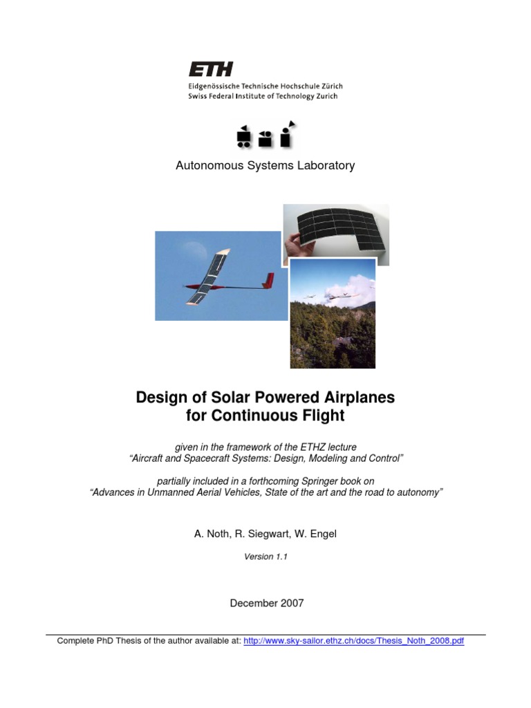 Conceptual Design of Solar Powered Airplanes For Continuous Flight2 ...