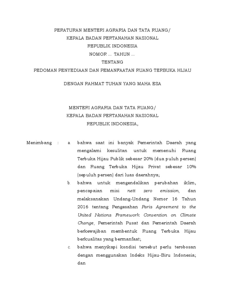 Pedoman RTH: Penyediaan & Pemanfaatan | PDF