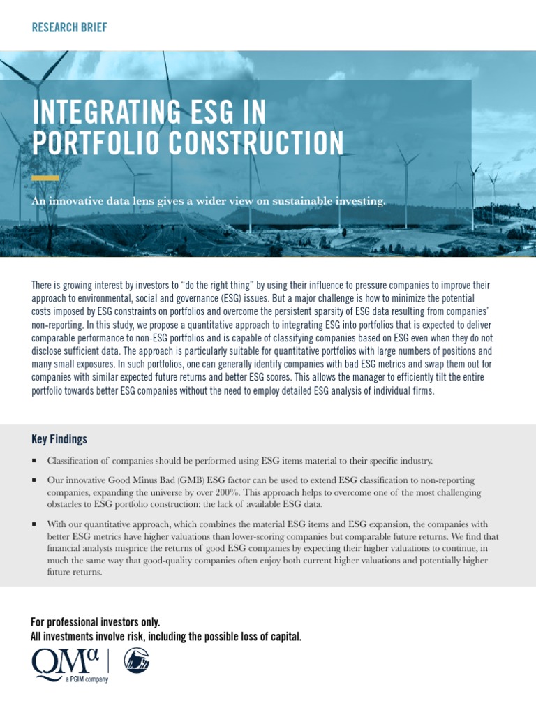(Artigo) Integrating ESG in Portfolio Construction | PDF | Investing ...