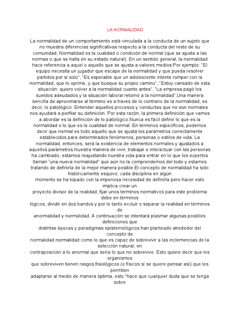 La Normalidad | PDF | Comportamiento | Estadísticas