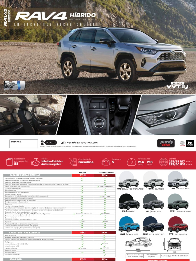 Ficha TÃ©cnica - Ficha Tã©cnica Toyota Rav4 HÃ Brido | PDF | Vehículo ...