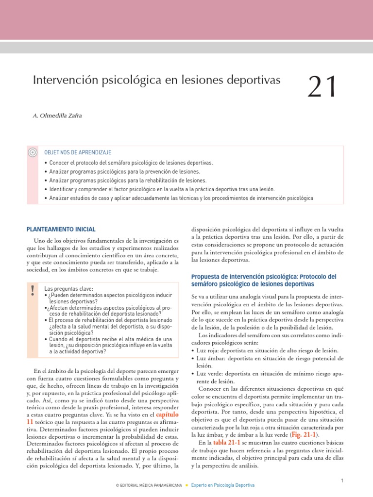 Programa de Intervención Psicologica en Lesiones | PDF | Sicología ...