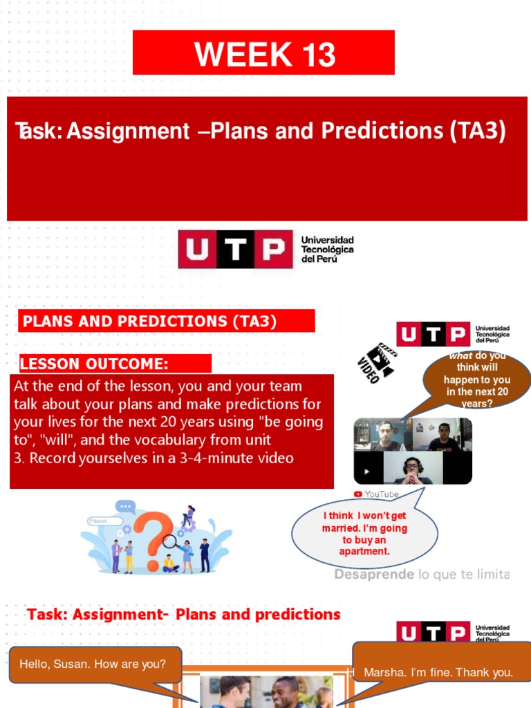 Pre Grado Week 13 - Task Assignment - Plans and Predictions | PDF ...