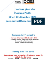 Informations Examens PASS Décembre 2022