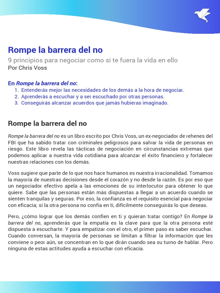 Rompe La Barrera Del No | PDF