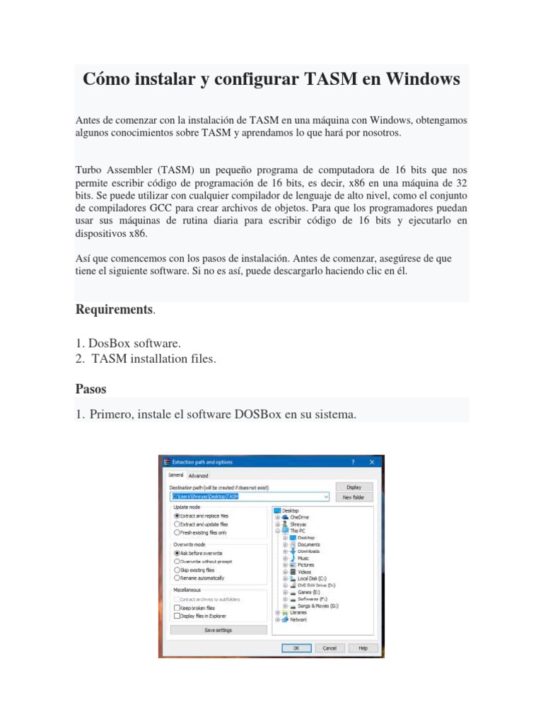 Instalación de TASM en Windows | PDF | Archivo de computadora ...