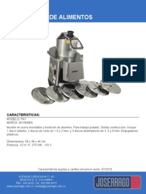 Procesador de Alimentos M- PA7 Pro - JOSERRAGO