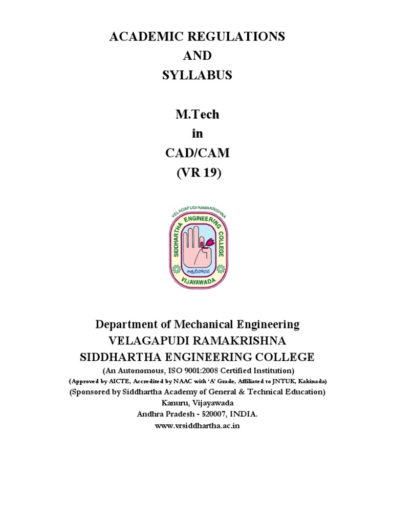 M.Tech CAD/CAM Regulations | PDF | Course Credit | Thesis