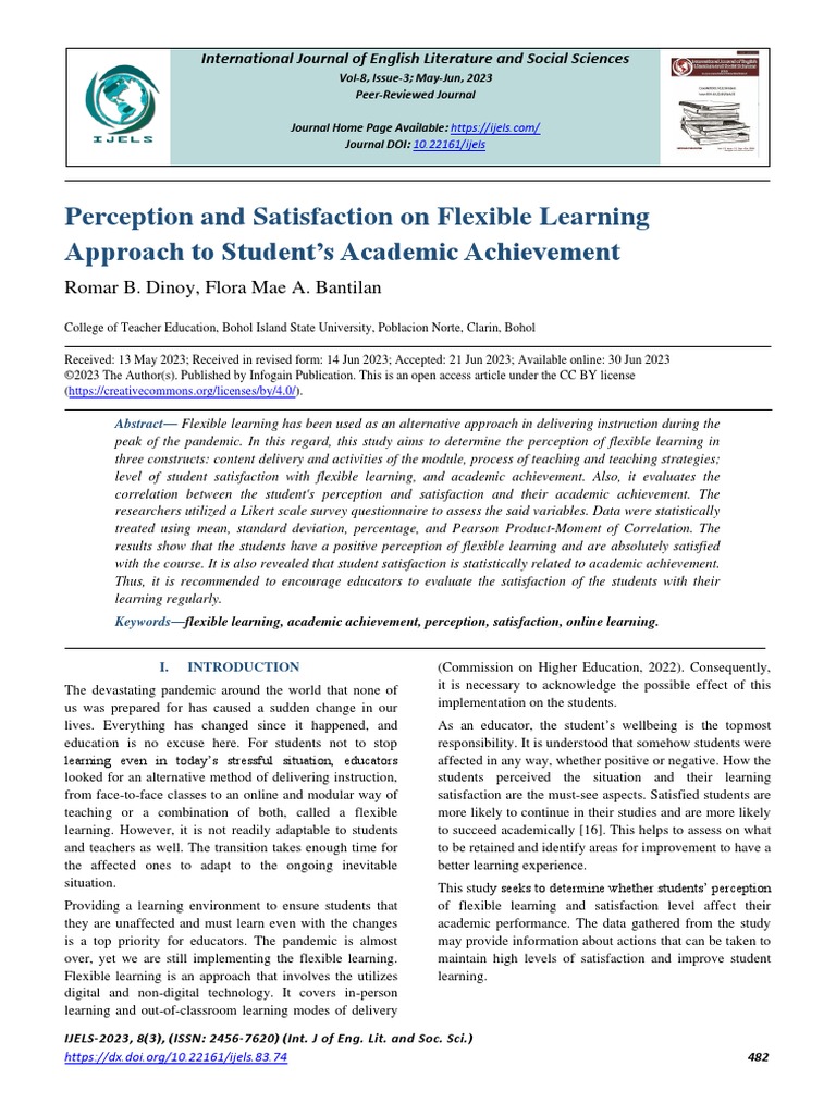 Perception and Satisfaction On Flexible Learning Approach To Student's ...