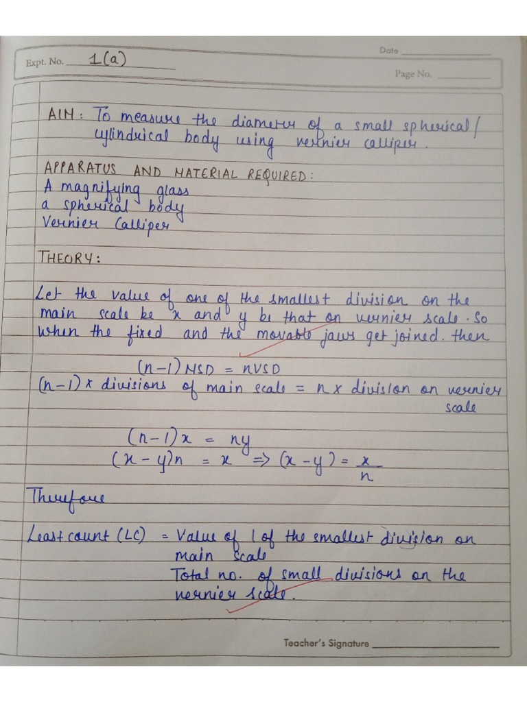 Experiment No1, Vernier Caliper. PDF