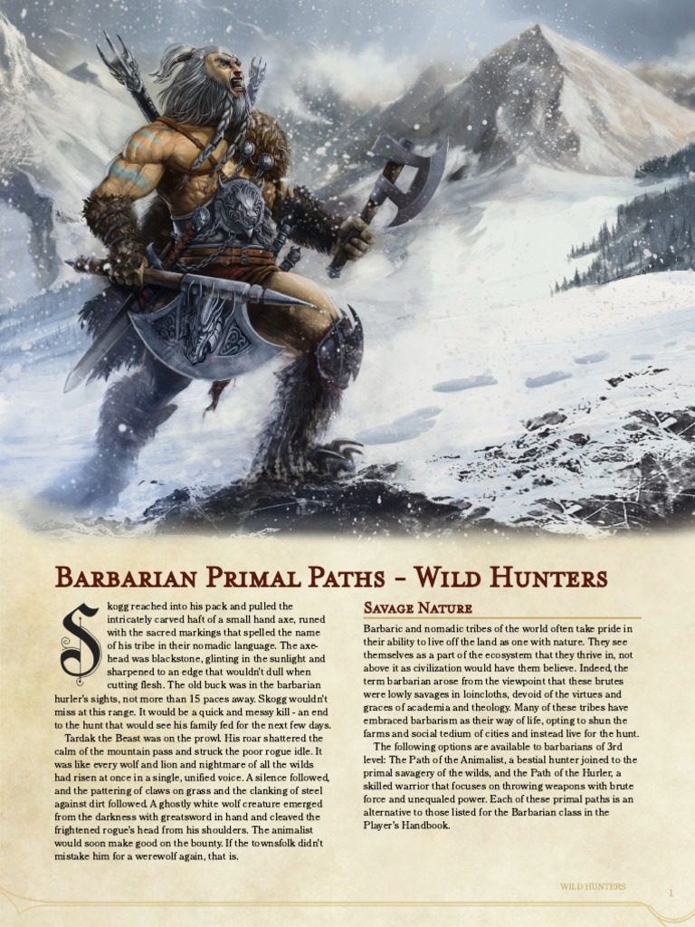 Barbarian Paths: Wild Hunters Guide | PDF | Predation