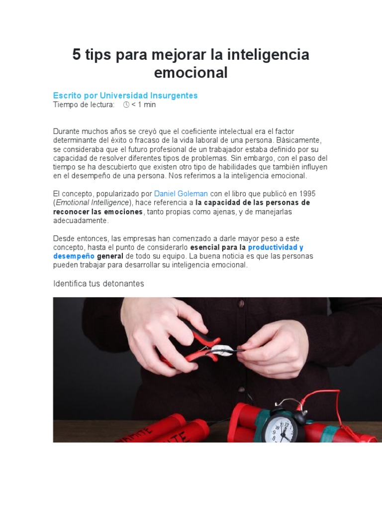 5 Tips para Mejorar La Inteligencia Emocional | PDF | Las emociones ...
